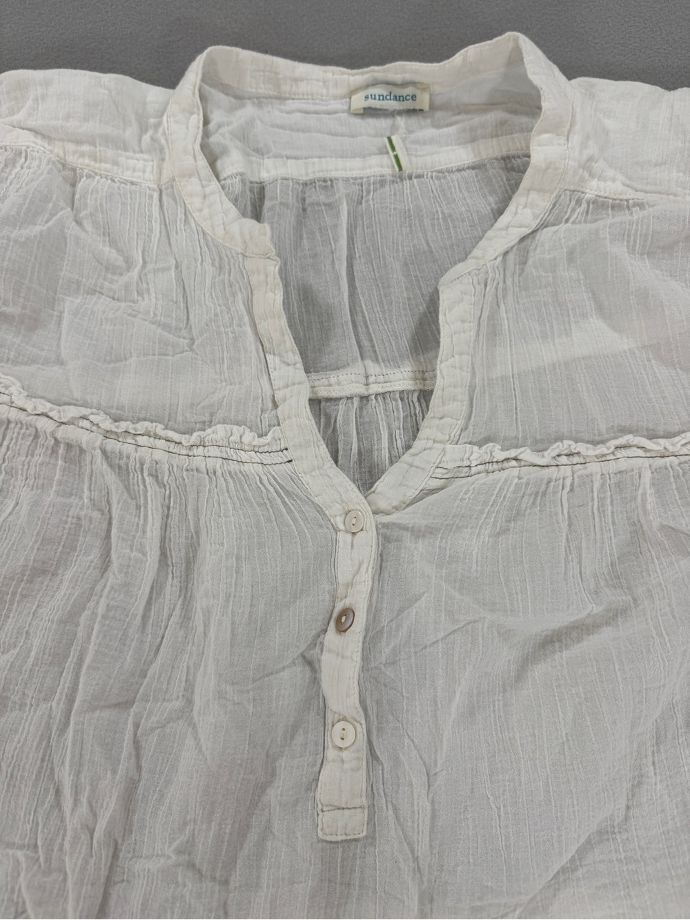 Sundance White 100% Cotton Gauze Boho Tunic Dress Tiered Peasant Top Coastal - Picture 5 of 8